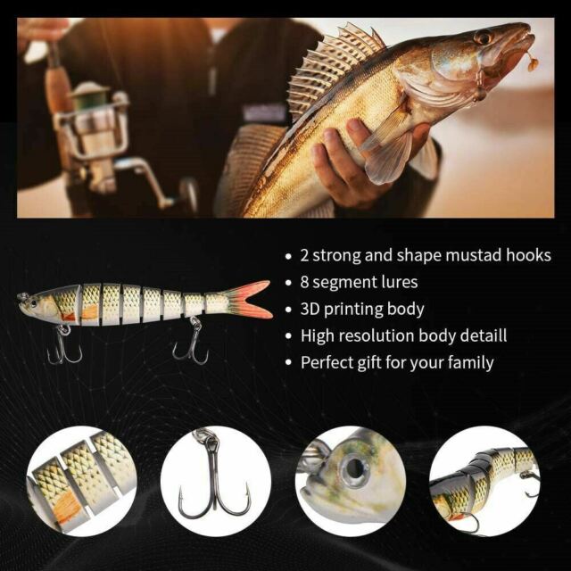 5PCS Lifelike Eyes 8 Segment Bionic Bait Treble Hooks Crucian Carp Fishing Lure
