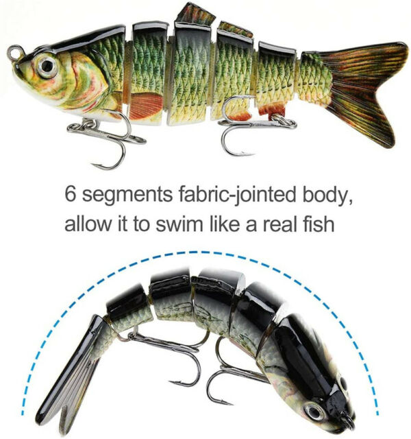 5PCS Lifelike Eyes 6 Segment Bionic Bait Treble Hooks Crucian Carp Fishing Lure
