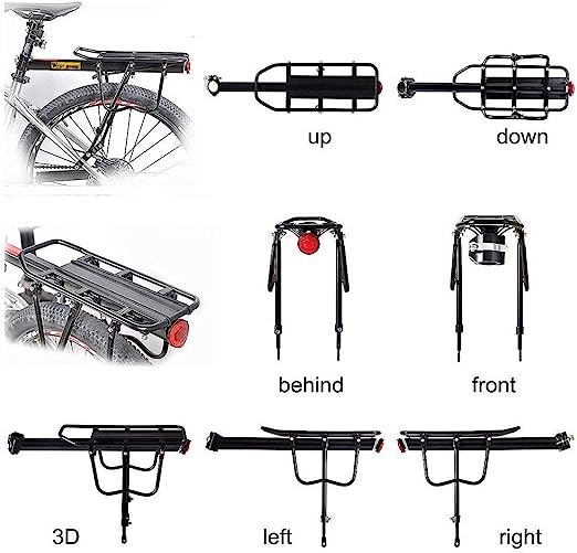 110Lb Capacity Almost Universal Adjustable Bike Cargo Rack Cycling Equipment Stand F...
