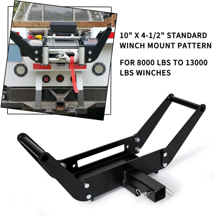 10" x 4 1/2" Cradle Winch Mounting Plate for Harbor Freight Winch Mount Recovery Winches Bumper 2 Inch Hitch Receiver 15000 Lb Capacity