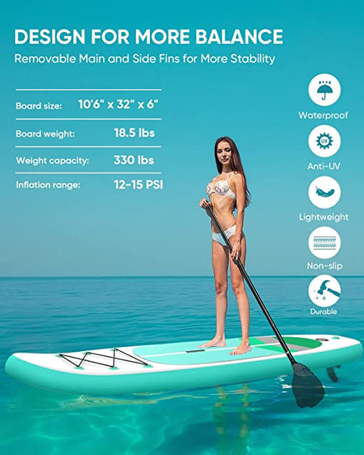 Bornway Inflatable Stand Up Paddle Board for Adults Non-Slip Deck Paddleboard with Premium Sup A...