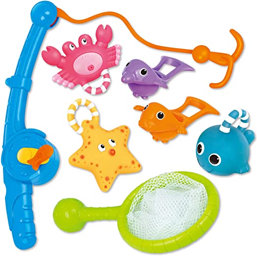 Bath Toy, Fishing Floating Squirts Toy and Water Scoop with Organizer Bag(8 Pack), KarberDark Fi...