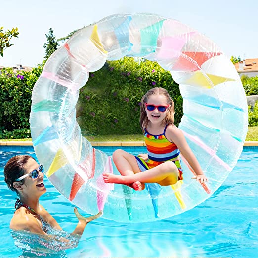 ALLADINBOX Inflatable Roller Float, 40" Colorful Water Wheel, Swimming Pool Rainbow Roller Toy f...