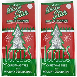 BRITE STAR Silver 18-Inch Icicle Tinsel - 2000 Strands (2)