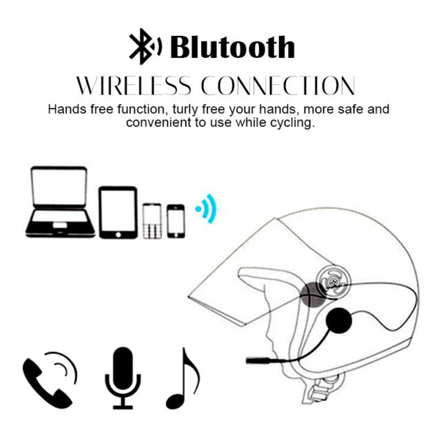 Rechargeable Motorcycle Helmet Headset Speaker Mic Bluetooth 5.0 Handsfree Music