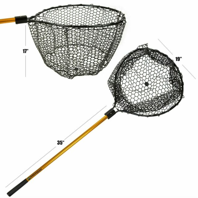 56 Inch Collapsible Rubber Landing Net Safe for Fish 35 Inch Handle No Snag