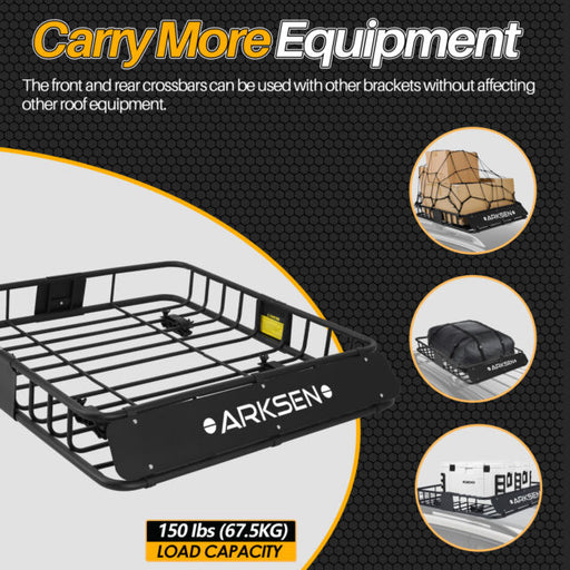 HD Black Steel Roof Basket Carrier Rack Car Top Luggage Cargo Storage Traveling