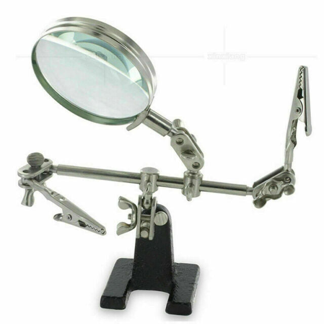Third Hand Soldering Solder Iron Stand Holder Magnifier Helping Station Tools