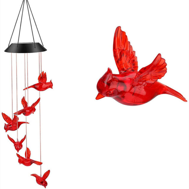 Solar Wind Chimes Lights LED Birds Color Changing Hanging Lamp Garden Home Decor