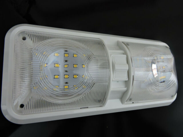 2x Leisure LED RV Interior Led Ceiling Light Boat Camper Trailer double Dome 12V