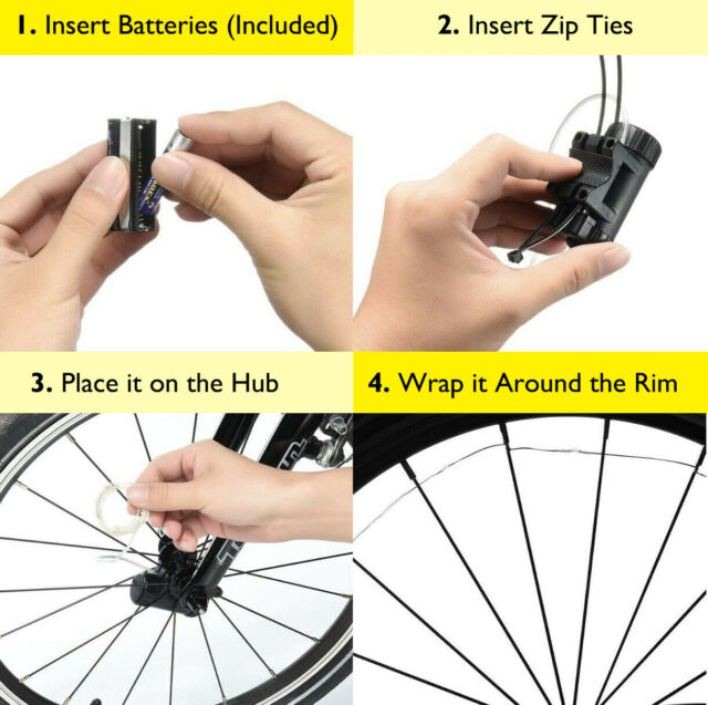 NEW 7 COLORS in 1 LED Bicycle Bike Wheel Lights String Fits any Spoke Rim Tires