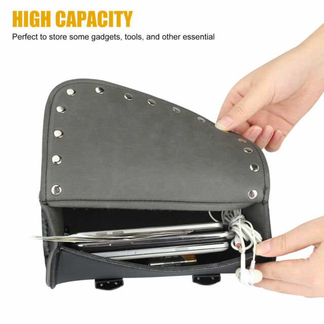 Motorcycle Front Fork Tool Bag SaddleBag Storage Pouch Luggage Handlebar Leather