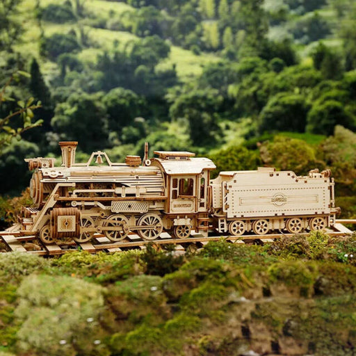 Steam Express Train 3D Wooden Puzzle Mechanical Model Kits Brain Teaser Puzzles