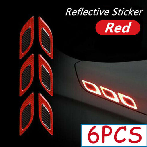 6x Car Vent Edge Bumper Decal 3D Reflective Sticker Red Carbon Fiber Accessories