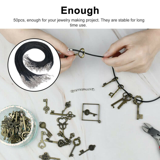 50PCS 18" Necklace Leather Cord Chain Braided Rope for Jewelry Making w/ Clasps