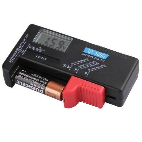 Universal Digital LCD Battery Checker Volt Tester Cell AA AAA C D 9V Button