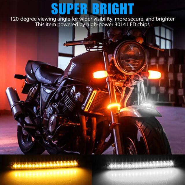 2X Motorcycle Flowing Amber LED Fork Turn Signal Strip Light For Harley Davidson
