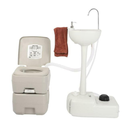 Removable Camping Sink Wash Basin + Portable Flush Toilet Outdoor Vehicle Party