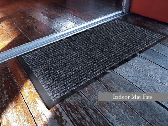 2 Pack Striped Door Floor Mat Indoor Outdoor Rug Entryway with Rubber Backing