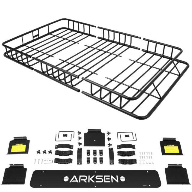 64" Universal Black Roof Rack Cargo Carrier w/ Extension Luggage Hold Basket SUV