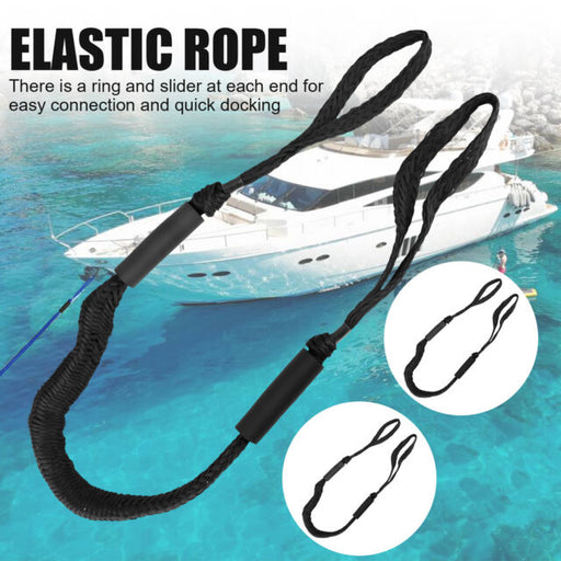 2 Pack Marine Bungee Dock Line Boat Mooring Rope Anchor Cord Stretch Shock Black