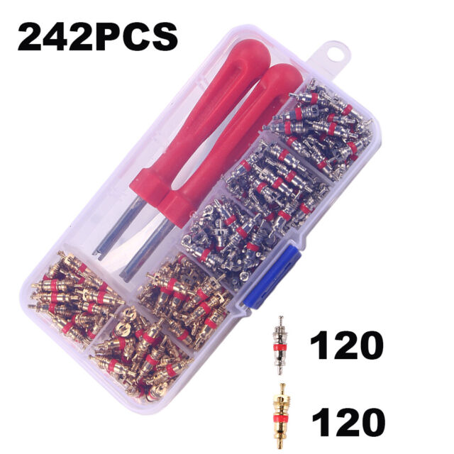 Quality 242pcs R134A Valve Cores + Remover Tool Kit For Car A/C Air Conditioning