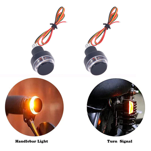 2PCS&Motorcycle Turn Signal LED Light Indicator Blinker Handle Bar End Handlebar