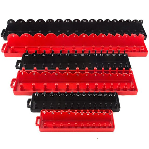 6 piece 1/4" 3/8" 1/2" drive sae & metric socket trays holders organizer tool