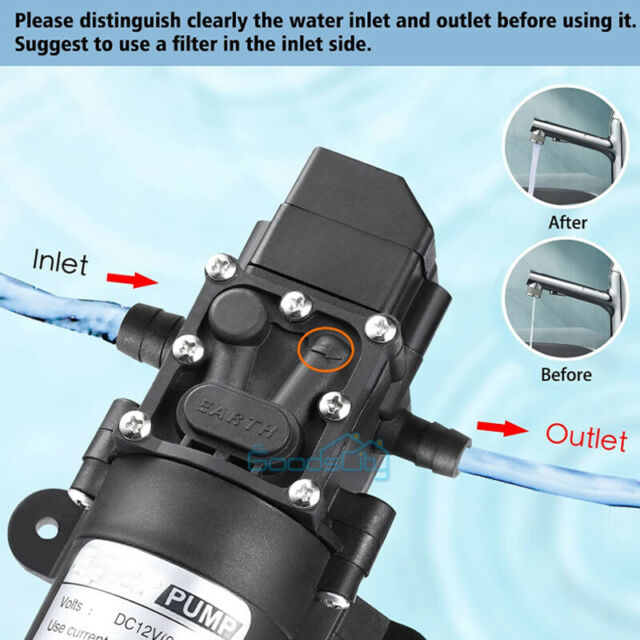 12V High Pressure Water Pump 130PSI Self Priming Diaphragm RV Home Auto Switch