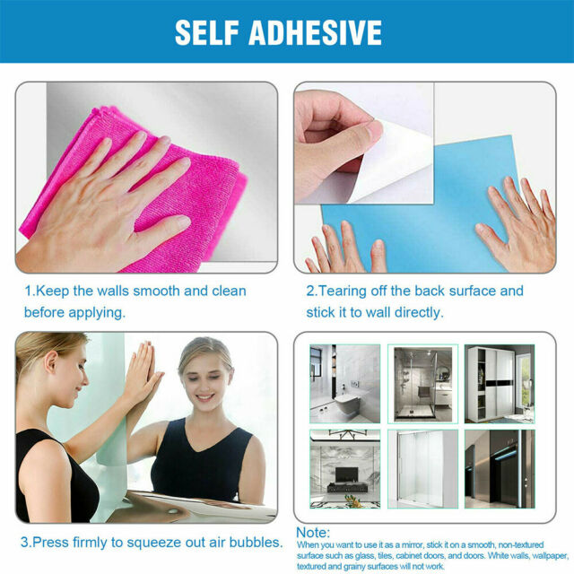 50x100cm Self Adhesive Mirror Reflective Wall Sticker Film Paper Kitchen Decor