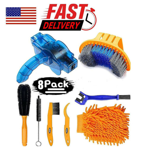 Bike Cleaning Kit (8pcs) Including Chain Cleaner for Cycling Bicycle Clean Brush