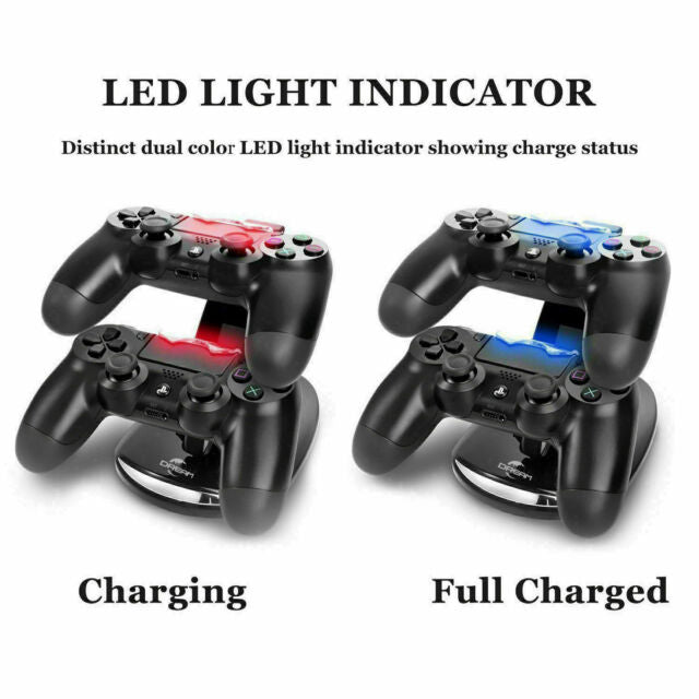 For PS4 PlayStation4 Controller Dual USB Charger LED Dock Station Charging Stand