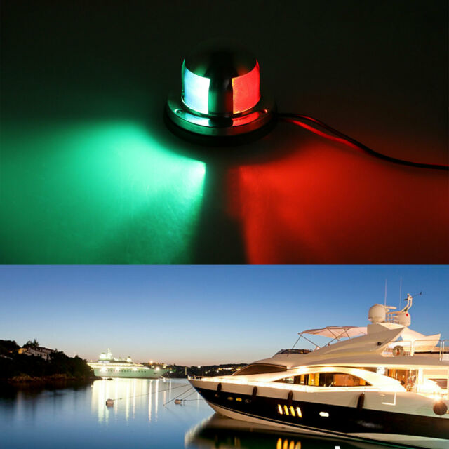 2 IN 1 Marine Boat Yacht Pontoon 12V Stainless Steel LED Bow Navigation Lights