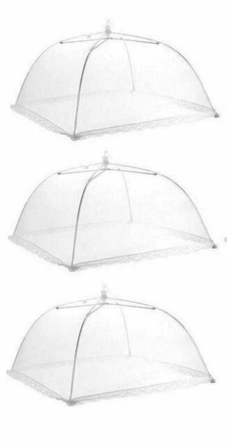 Lot 3 pk Pop-Up Outdoor Food Cover Umbrellas 17” Mesh Tent Protector BBQ Picnics
