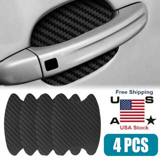 4x Carbon Fiber Car Door Handle Anti-Scratch Protector Film Stickers Accessories