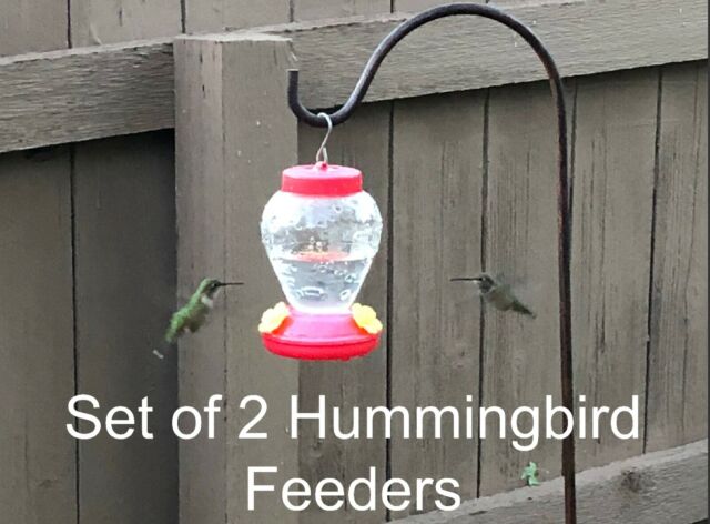 Hummingbird Feeders: Nectar Bird Feeder: 2PK Hanging 6.75x4” FREE SHIPPING Red