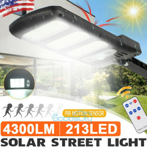 4300LM 213LED Outdoor Solar Street Wall Light Sensor PIR Motion LED Lamp+Remote