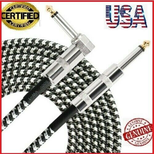 10ft NOISELESS Electric Guitar Bass Cable Pedal AMP Cord 1/4" NEW CERTIFIED USA