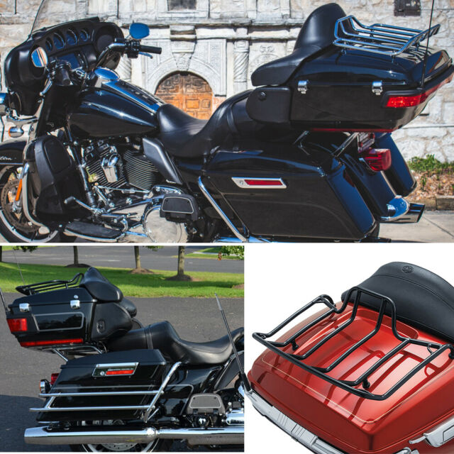 Black Tour Pack Pak Trunk Luggage Top Rack For Harley Road King Electra Glide