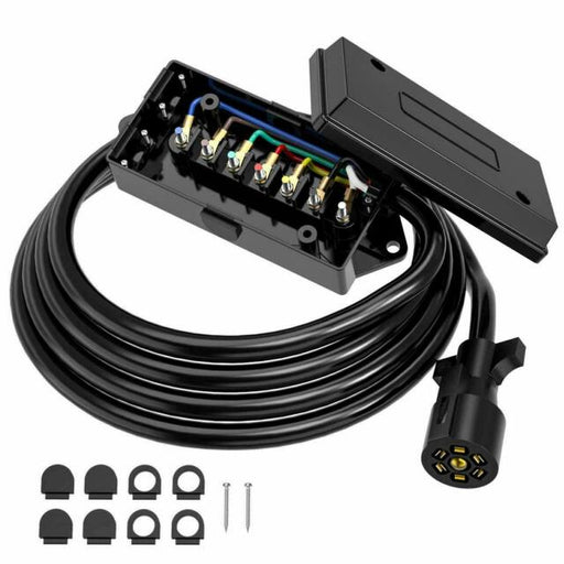 7 Way 7 Feet Trailer Cord Kit Include 12V Breakaway Switch and Plug Holder Cable