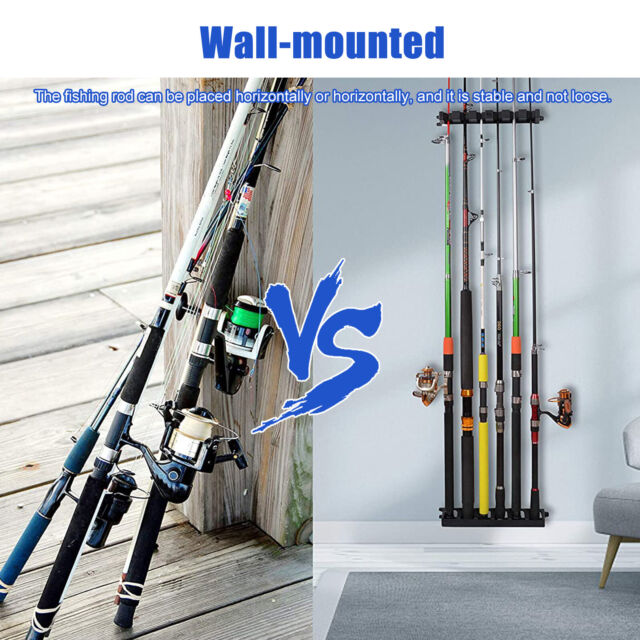 Fishing Rod Rack Vertical Holder Horizontal Wall Mount Boat Pole Stand Storage