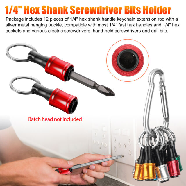 12PCS 1/4" Hex Shank Quick Release Keychain Screwdriver Drill Bit Holder Bit Set