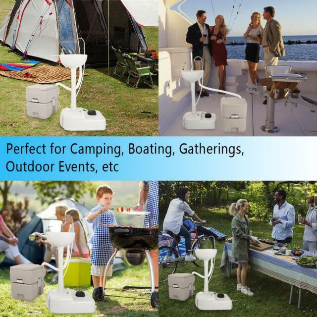 Removable Camping Sink Wash Basin + Portable Flush Toilet Outdoor Vehicle Party