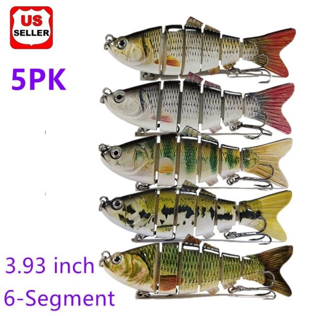 5PCS Lifelike Eyes 6 Segment Bionic Bait Treble Hooks Crucian Carp Fishing Lure