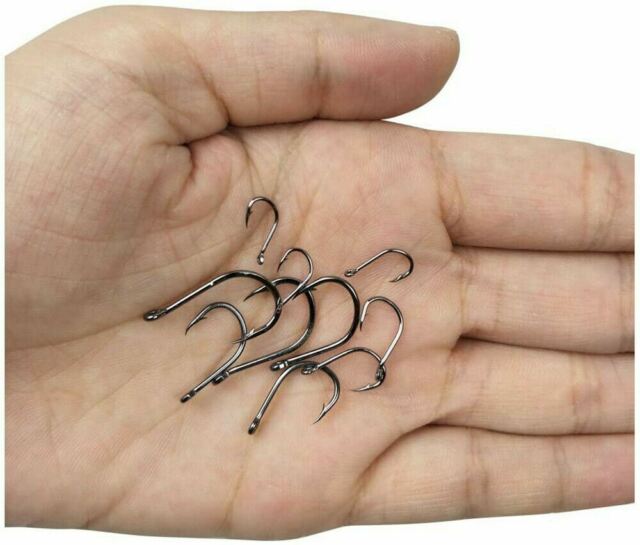 500pcs Fish Hooks 10 Sizes Fishing Black Silver Sharpened With Box Quality kit