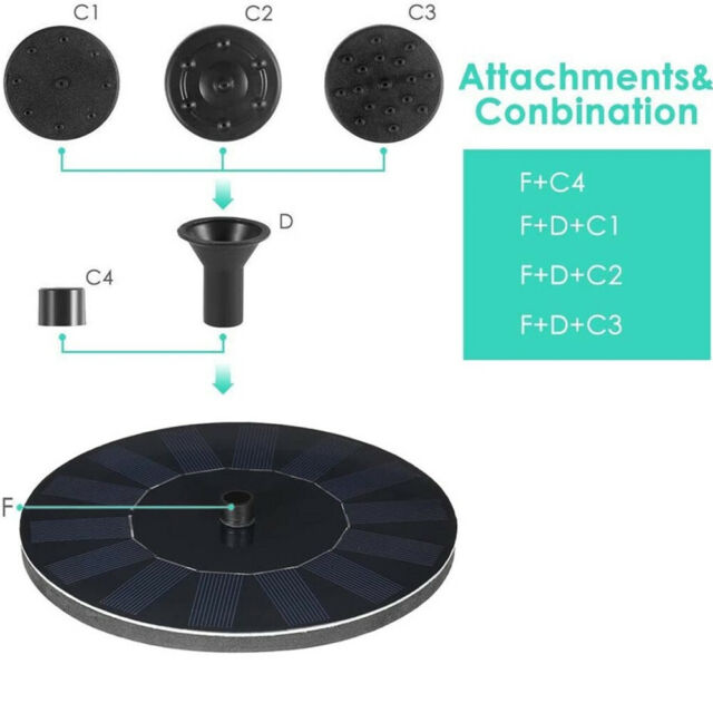 Solar Power Bird Bath Fountain Pump Upgrade 1.4W Solar Fountain with 4 Nozzle