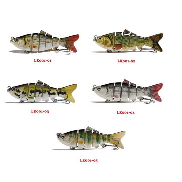 5PCS Lifelike Eyes 6 Segment Bionic Bait Treble Hooks Crucian Carp Fishing Lure