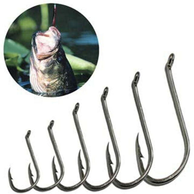 160 Offset Circle Fishing Hooks/Box - Black High Carbon Steel: Sizes #1-5/0