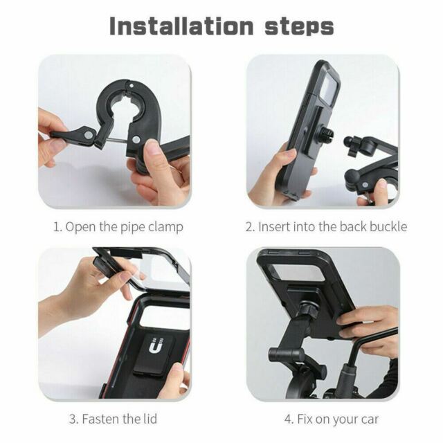 Motorcycle Bike Handlebar Phone Mount Holder Waterproof Case for iPhone Samsung