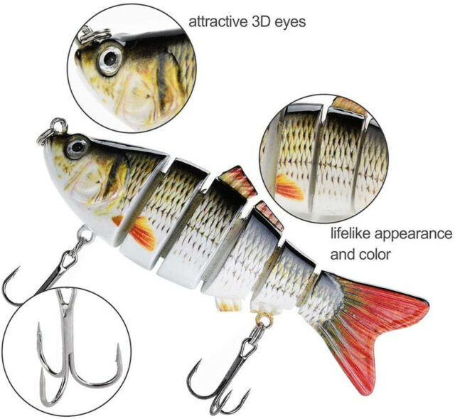 5PCS Lifelike Eyes 6 Segment Bionic Bait Treble Hooks Crucian Carp Fishing Lure